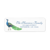 Wasserfarben-Pfau-Weihnachts-Rücksendeadresse (Vorne)