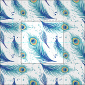 Wasserfarben-Pfauenfedern-Muster Stoff (Kachel)