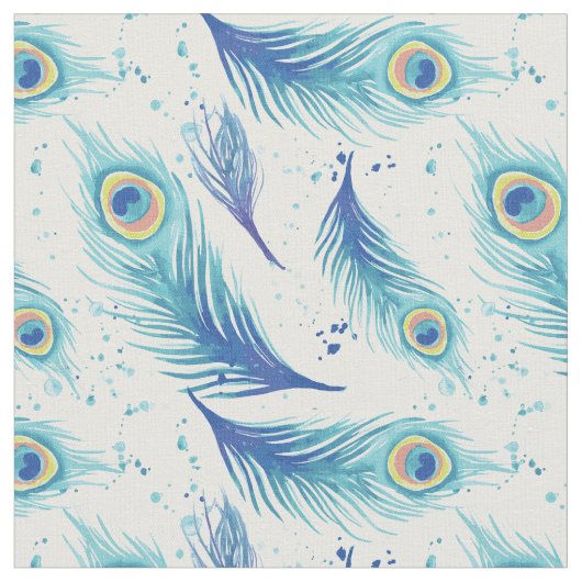 Wasserfarben-Pfauenfedern-Muster Stoff (Nahaufnahme)