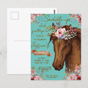 Wasserfarben-Pferd Geburtstag Pferdeparty Postkarte