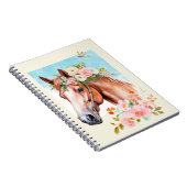 Wasserfarben-Pferd und Blume-Journal Notizblock (Rechte Seite)