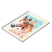 Wasserfarben-Pferd und Blume-Journal Notizblock (Linke Seite)