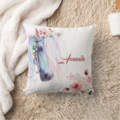 Wasserfarben-Pferd und Rose-Wurfkissen Kissen (Decke)