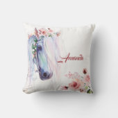 Wasserfarben-Pferd und Rose-Wurfkissen Kissen (Vorderseite)