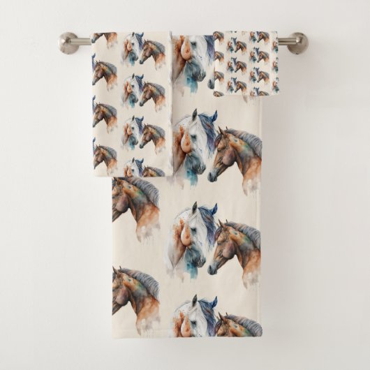 Wasserfarben Pferde Boho Tropfmuster Badhandtuch Set (Insitu)