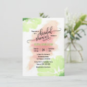 Wasserfarben-Pfirsich, Minz-Grün-Hochzeitsgrab-Bra Einladung (Stehend Vorderseite)