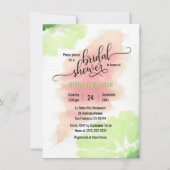 Wasserfarben-Pfirsich, Minz-Grün-Hochzeitsgrab-Bra Einladung (Vorderseite)