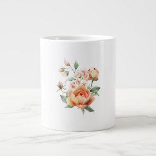 Wasserfarben-Pfirsich-Rosen-Blumen-Spezialtasse Jumbo-Tasse