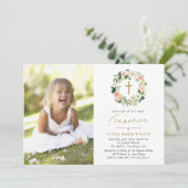 Wasserfarben-Pfirsichkraut-Foto Einladung (Stehend Vorderseite)