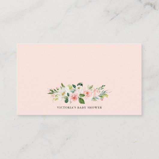 Wasserfarben Pfirsichpfirsichfarben Blumengarnelen Begleitkarte (Rückseite)