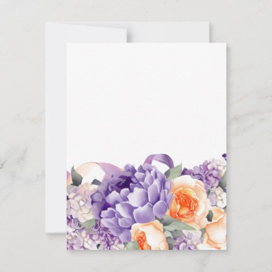 Wasserfarben-Pfirsichpfirsichkarte von Dusty Mauve RSVP Karte (Rückseite)