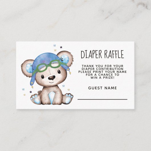 Wasserfarben-Pilot Teddy Bärentaucher-Raffel Begleitkarte (Vorderseite)