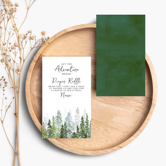 Wasserfarben Pine Tree Forest Baby Dusche Begleitkarte