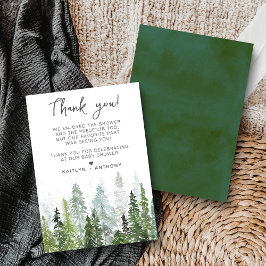 Wasserfarben Pine Tree Forest Baby Dusche Dankeskarte