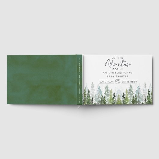 Wasserfarben Pine Tree Forest Baby Dusche Gästebuch (Voll)