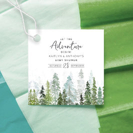 Wasserfarben Pine Tree Forest Baby Dusche Geschenkanhänger