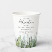 Wasserfarben Pine Tree Forest Baby Dusche Pappbecher (Rückseite)