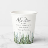 Wasserfarben Pine Tree Forest Baby Dusche Pappbecher (Vorderseite)