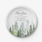 Wasserfarben Pine Tree Forest Baby Dusche Pappteller (Vorderseite)