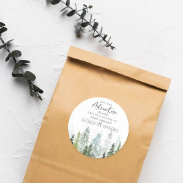 Wasserfarben Pine Tree Forest Baby Dusche Runder Aufkleber