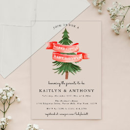 Wasserfarben Pine Tree Merry Little Baby Dusche Acryleinladungen