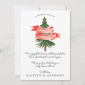 Wasserfarben Pine Tree Merry Little Baby Dusche Dankeskarte (Vorderseite)