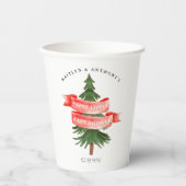 Wasserfarben Pine Tree Merry Little Baby Dusche Pappbecher (Vorderseite)