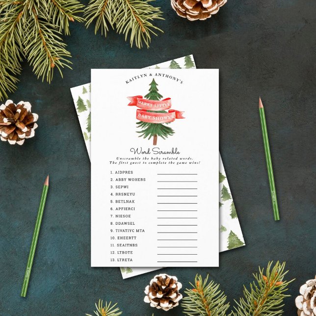 Wasserfarben Pine Tree Merry Little Baby Shower Ga (Von Creator hochgeladen)