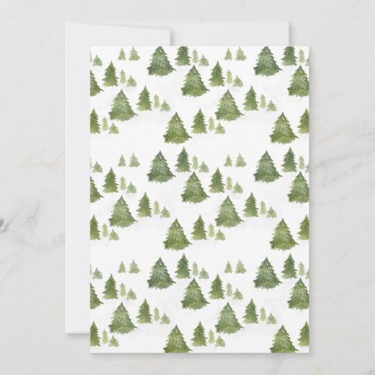 Wasserfarben Pine Tree Merry Little Birthday Dankeskarte (Rückseite)