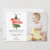 Wasserfarben Pine Tree Merry Little Birthday Foto Dankeskarte (Vorderseite)