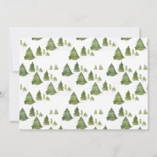 Wasserfarben Pine Tree Merry Little Birthday Foto Einladung (Rückseite)