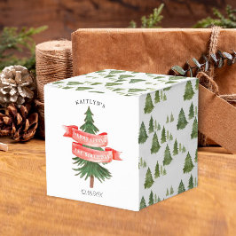 Wasserfarben Pine Tree Merry Little Birthday Geschenkschachtel