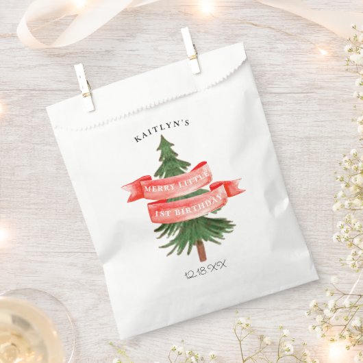 Wasserfarben Pine Tree Merry Little Birthday Geschenktütchen (Ausgeschnitten)