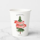 Wasserfarben Pine Tree Merry Little Birthday Pappbecher (Rückseite)