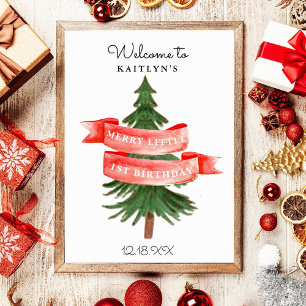 Wasserfarben Pine Tree Merry Little Birthday Poster