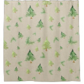 Wasserfarben Pine Trees Kraft Brown Rustic Homey Duschvorhang (Vorderseite)