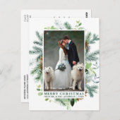 Wasserfarben Pine Wedding Foto Grün Weihnachten Postkarte (Vorne/Hinten)