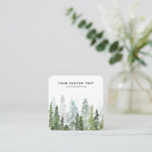 Wasserfarben-Pine-Woods-Schmuckstück Quadratische Visitenkarte (Stehend Vorderseite)