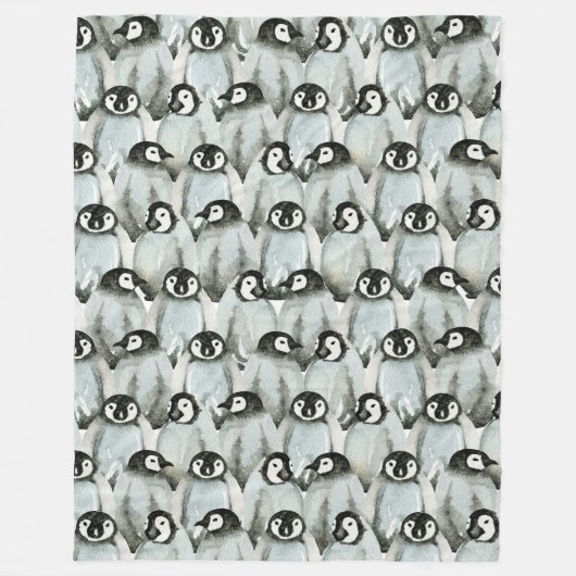 Wasserfarben-Pinguin-Muster Fleecedecke (Vorderseite)