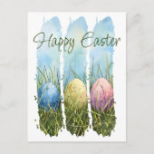 Wasserfarben Pinselstrich Ostereier Feiertagspostkarte (Vorderseite)