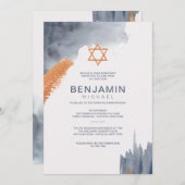 Wasserfarben Pinselstriche Bar Mitzvah Einladung (Vorne/Hinten)