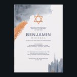 Wasserfarben Pinselstriche Bar Mitzvah Einladung<br><div class="desc">Eine trendige Einladung für eine Bar Mitzvah mit Aquarellpinsel und einem Star of David. Hochzeitsvektor erstellt von photographeeinfacha - www.freepik.com). () Die Karte ist leicht anzupassen mit Ihrem Wortlaut, Schriftart, Schriftart Farbe, Papierform Optionen und Auswahl von sechs Papiertypen.() Nicht genau, was Sie suchen? Alle unsere Produkte können auf Ihre Bedürfnisse...</div>