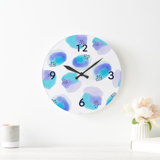 Wasserfarben Pinselstriche Große Uhr (Zuhause)