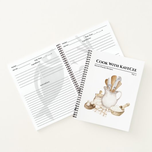 Wasserfarben-Pitcher und Küchengeräte - Rezept Notizblock (Innenseite)