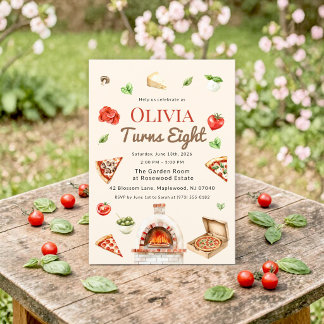 Wasserfarben-Pizza-Party 8. Geburtstag Einladung