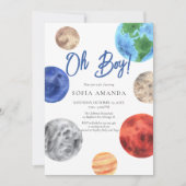 Wasserfarben-Planet-Kinderdusche Einladung (Vorderseite)