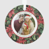 Wasserfarben-Poinsettia-Blume-Muster Foto Ornament (Rückseite)