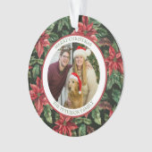 Wasserfarben-Poinsettia-Blume-Muster Foto Ornament (Vorderseite)