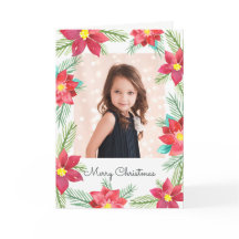 Wasserfarben Poinsettias Foto Grußkarte