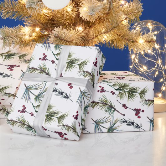 Wasserfarben-Poinsettien-Muster Geschenkpapier (Feiertage)